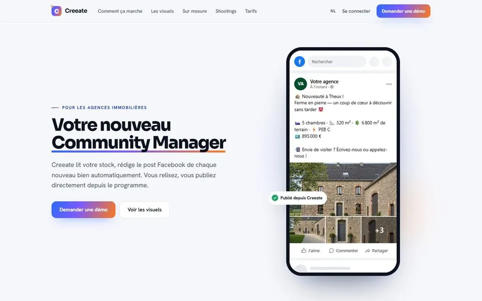 Site de Creeate sur ordinateur