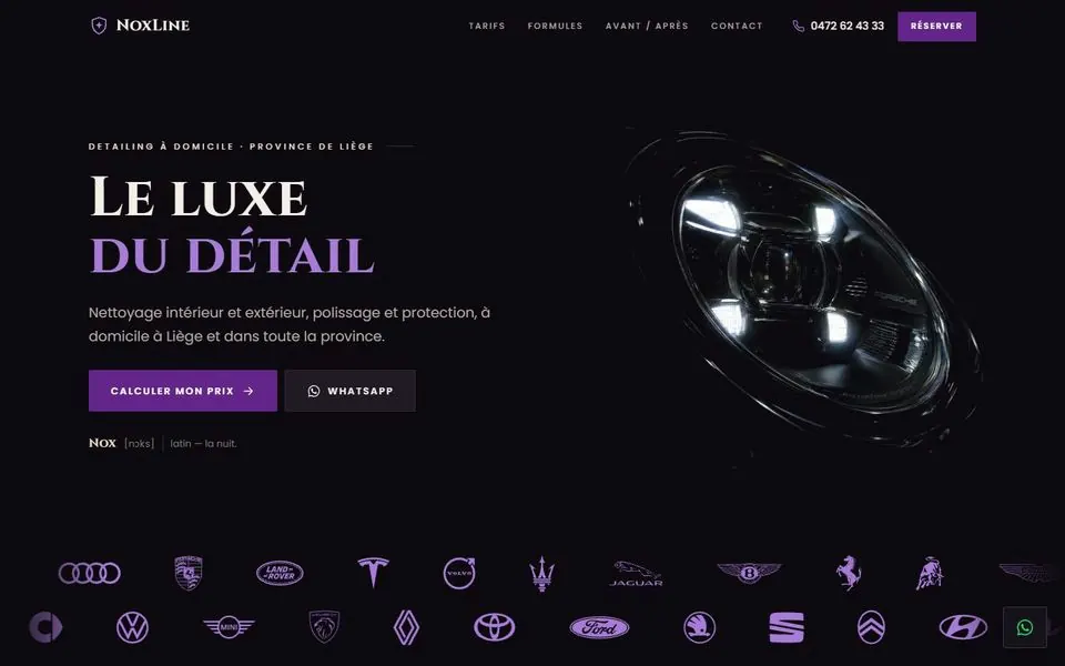 Site de NoxLine sur ordinateur
